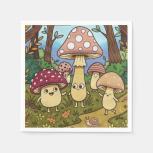 Cute Mushroom Forest Woodland Toadstool Whimsical  Napkin