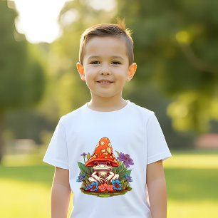 Cute Mushroom Frog Floral Fantasy T-Shirt