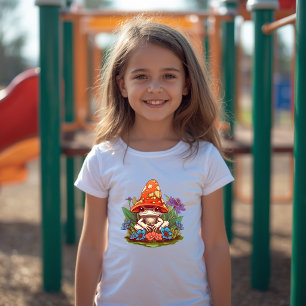 Cute Mushroom Frog Floral Fantasy T-Shirt