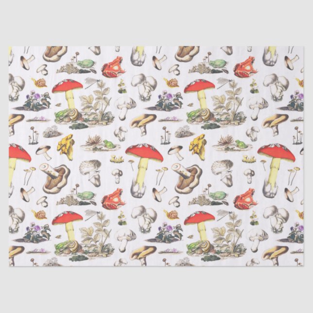 Cute Mushroom Frog Snail Forest Pattern Tissue Paper (Front)