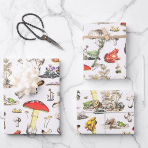 Cute Mushroom Frog Snail Forest Pattern Wrapping Paper Sheet