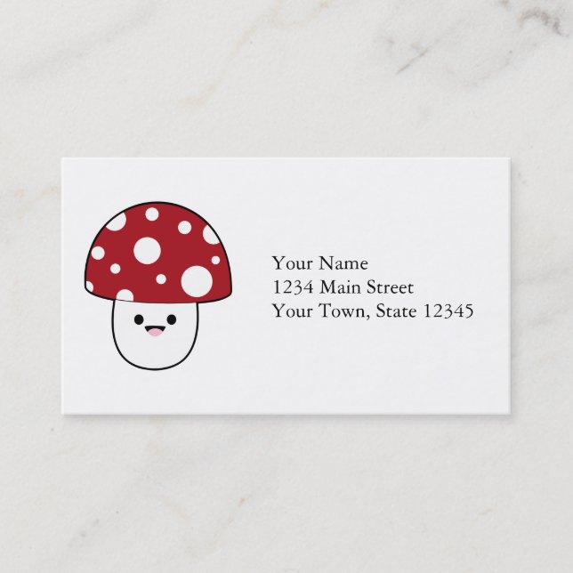 Cute Mushroom Fungi Business Card (Front)