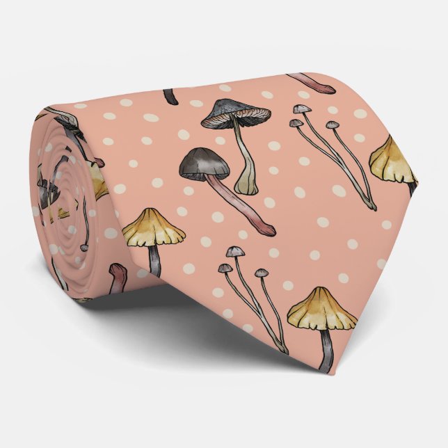 Cute Mushroom Fungi Pattern Neck Tie (Rolled)