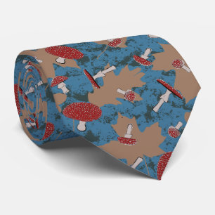 Cute Mushroom Fungi Pattern Neck Tie