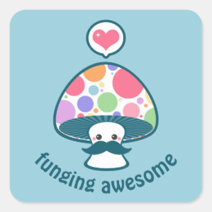Cute Mushroom Funny Square Sticker