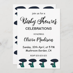 Cute Mushroom Gender Neutral Baby Shower Invitation