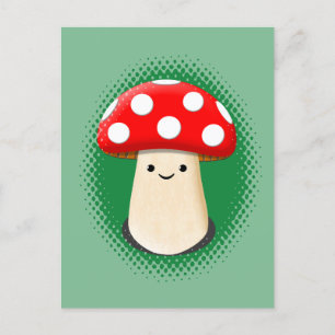 Cute Mushroom Green Postcard