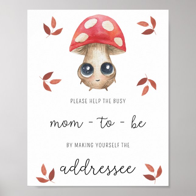 Cute mushroom - Help the Busy Mum Address Poster (Front)