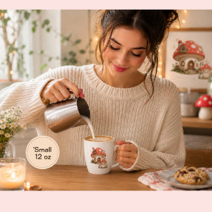 Cute Mushroom House Coffee latte mug Whimsical