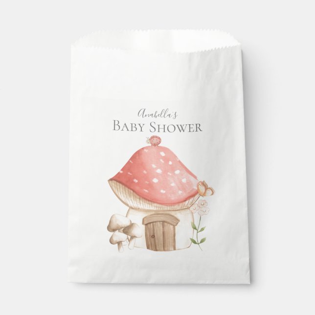 Cute Mushroom House Garden Theme Baby Shower Favour Bags (Front)