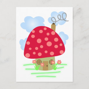 Cute Mushroom House Postcard