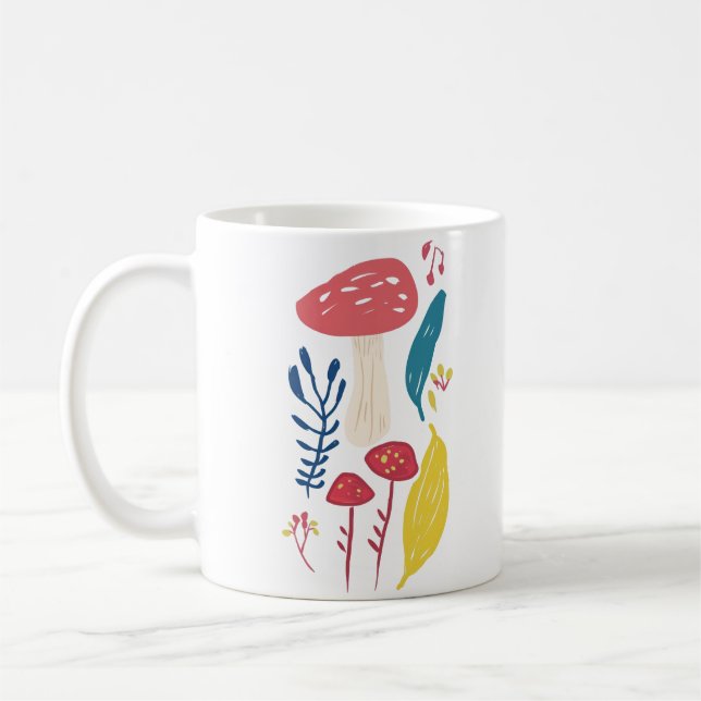 Cute mushroom illustration coffee mug (Left)