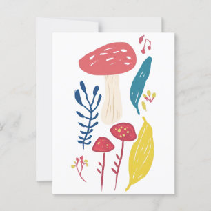 Cute mushroom illustration postcard