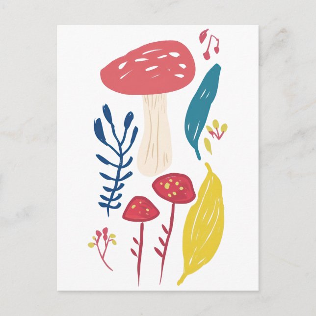 Cute mushroom illustration postcard (Front)