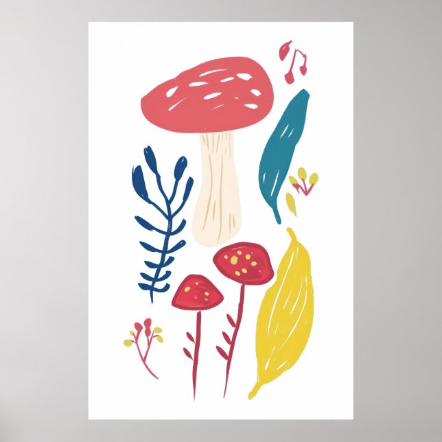 Cute mushroom illustration poster (Front)