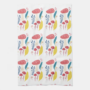 Cute mushroom illustration tea towel