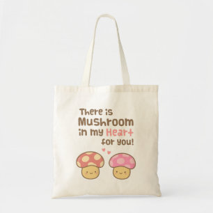 Cute Mushroom in my Heart For You Love Pun Tote Bag