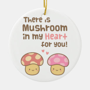 Cute Mushroom in my Heart For You Sweet Love Ceramic Tree Decoration