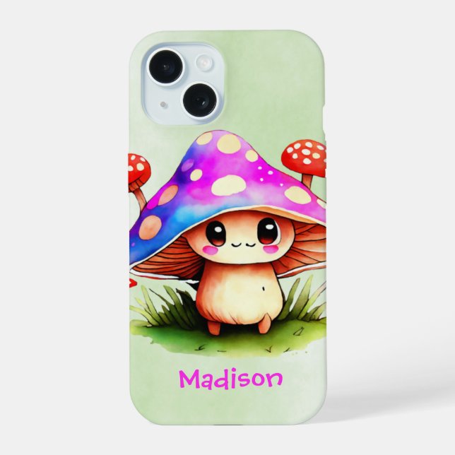 Cute Mushroom  iPhone 15 Case (Back)