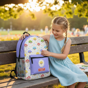 Cute Mushroom Kids Cartoon Personalised Name Printed Backpack