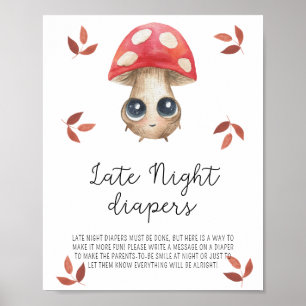 Cute mushroom - Late Night Diapers Poster