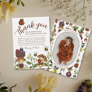 Cute Mushroom Little Sprout Baby Shower Thank You  Card