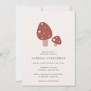 Cute Mushroom Minimalistic Fall Baby Shower Invita Invitation