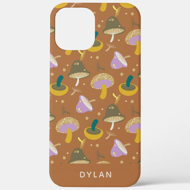Cute Mushroom Pattern Autumn Gold Personalised Case-Mate iPhone Case (Back)