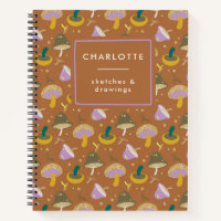 Cute Mushroom Pattern Autumn Gold Personalised