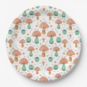 Cute Mushroom Pattern Paper Plate