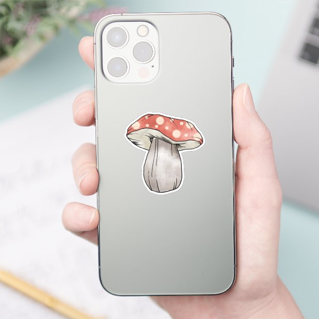 Cute Mushroom Watercolor Illustration Red (Phone)