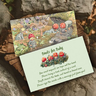 Cute Mushroom Woodland Baby Shower Book Request Enclosure Card