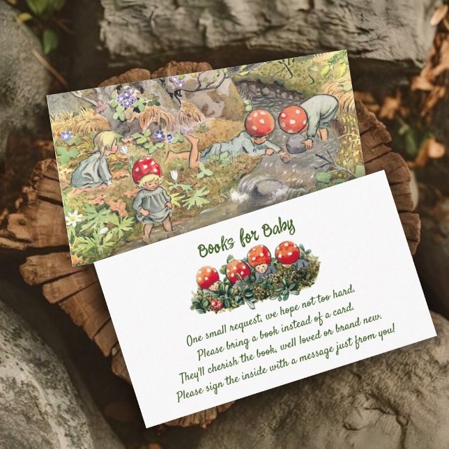 Cute Mushroom Woodland Baby Shower Book Request Enclosure Card (Creator Uploaded)
