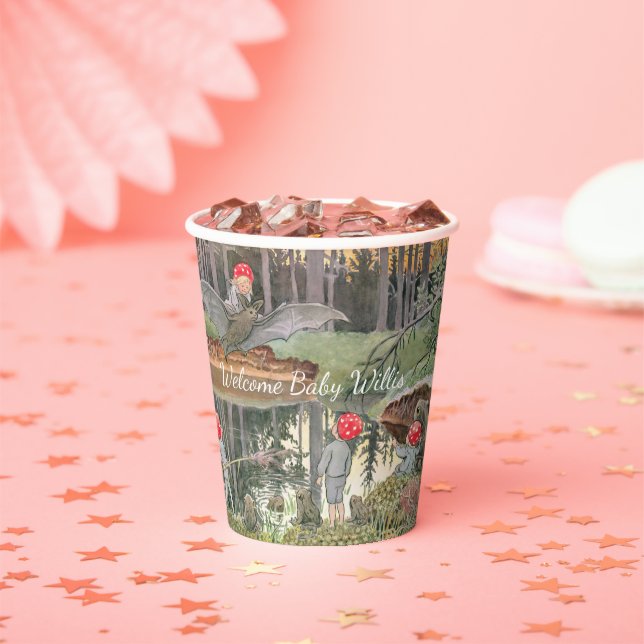 Cute Mushroom Woodland Frog Baby Shower  Paper Cups (Insitu)