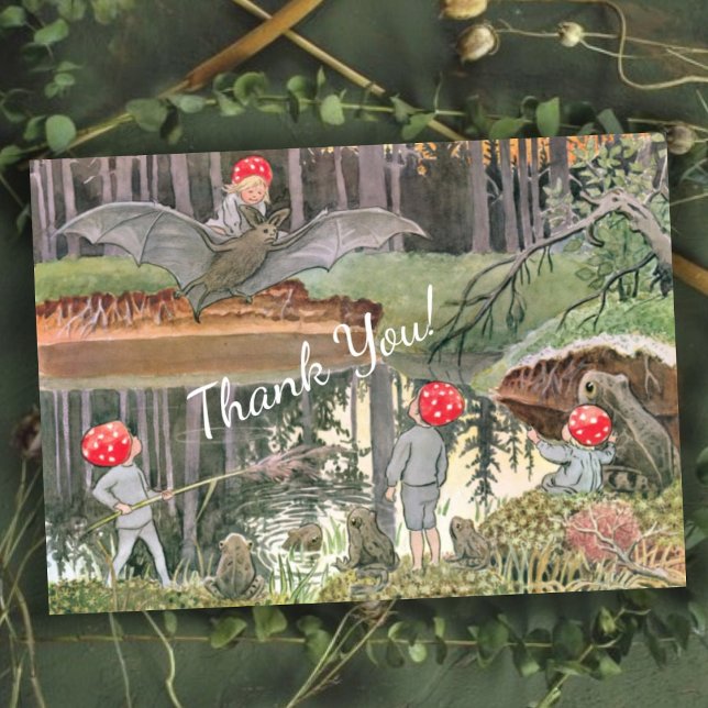 Cute Mushroom Woodland Frog Baby Shower  Thank You Card (Creator Uploaded)
