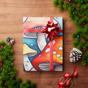 Cute mushrooms cottage core pattern Wrapping Paper