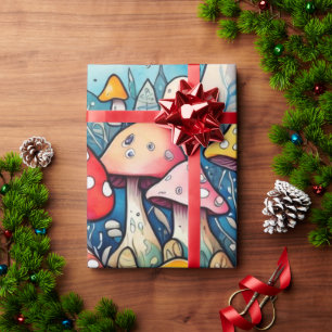 Cute mushrooms cottage core pattern Wrapping Paper