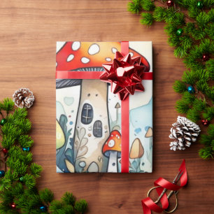 Cute mushrooms cottage core pattern Wrapping Paper