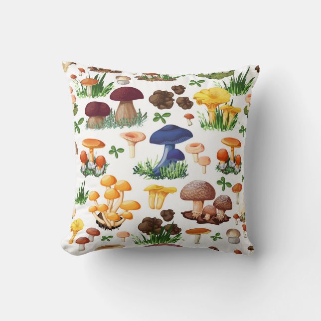Cute Mushrooms Illustration Cushion (Front)