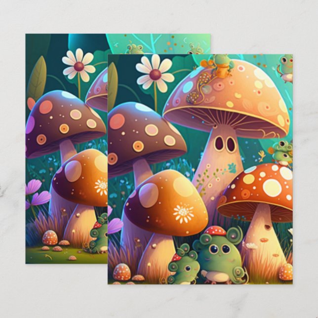 Cute mushrooms in the forest  (Front/Back)