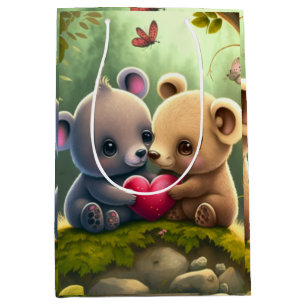 Cute mushrooms in the forest               medium gift bag