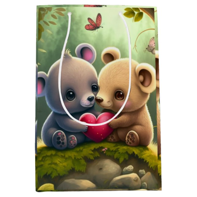 Cute mushrooms in the forest               medium gift bag (Front)