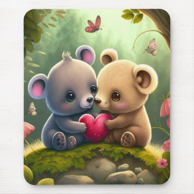 Cute mushrooms in the forest      mouse mat (Front)