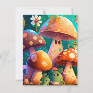 Cute mushrooms in the forest  RSVP card