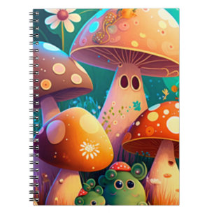 Cute mushrooms in the forest Spiral Notebook