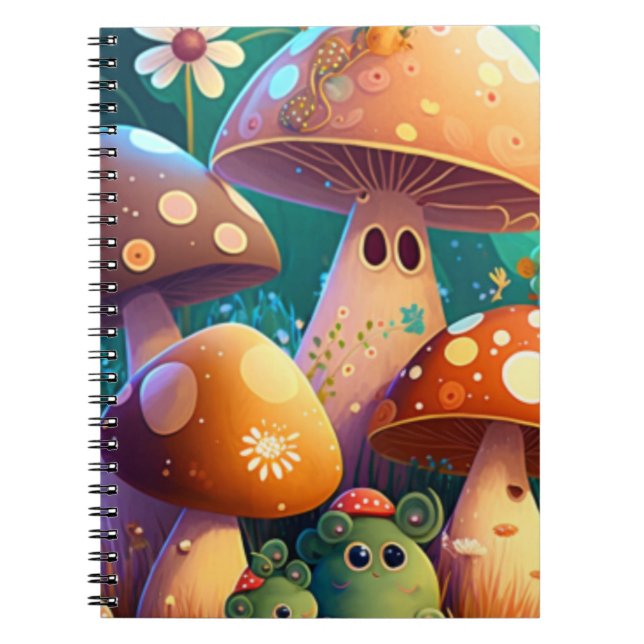 Cute mushrooms in the forest Spiral Notebook (Front)
