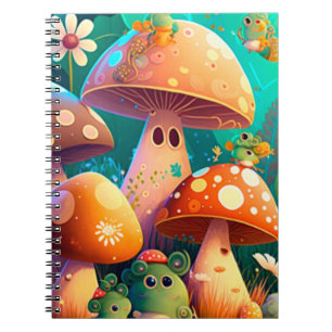 Cute mushrooms in the forest Spiral Notebook