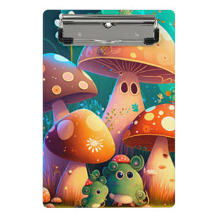 Cute mushrooms in the forest Spiral Notebook Mini Clipboard