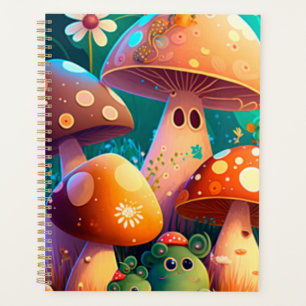 Cute mushrooms in the forest Spiral Notebook Planner