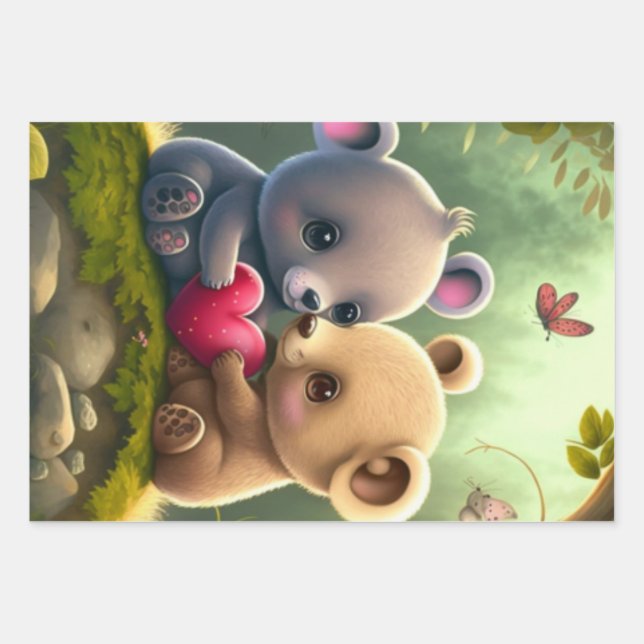 Cute mushrooms in the forest               wrapping paper sheet (Front)